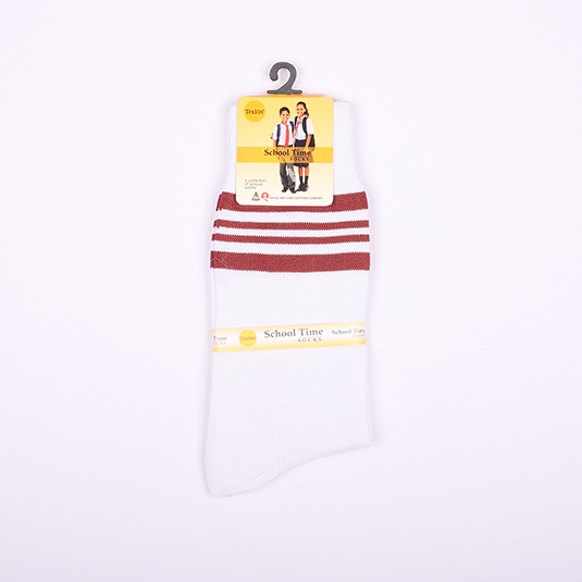 SCHOLAR SOCKS WHITE -RED BORDERS